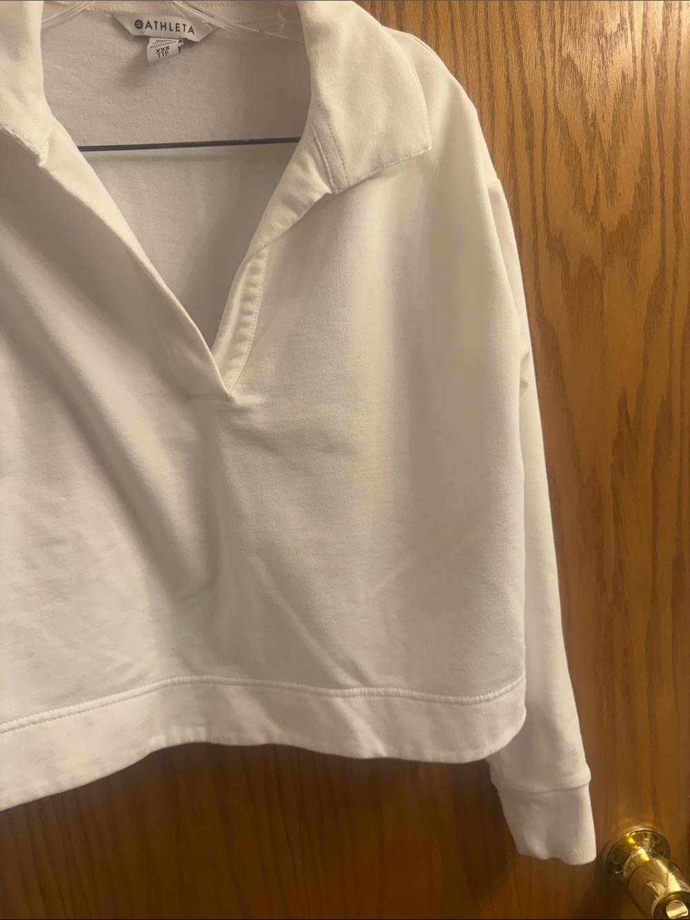 Athleta Cream Collared Cropped Pullover - Picture 5 of 8